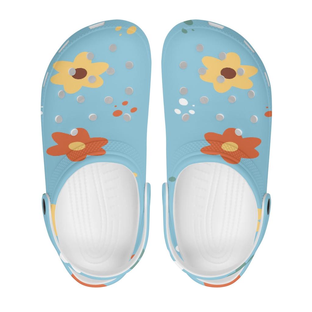White Printed EVA Casual Clogs Men Women Soft Sole Breathable Lightweight Slip On Sandals Slippers Summer Daily Leisure Shoes