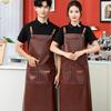 Custom Waterproof Leather Apron with Logo for Kitchen, Catering, Seafood, Fish Cutting - Oil-Proof Waist Apron