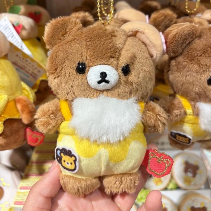 NEW Japanese Rilakkuma 10th Anniversary Honey Squad Fluffy Plush Toy Pendant Beret Kiiroitori Sweet Bear Stuffed Doll Bag Charm