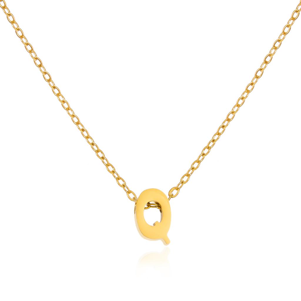 Stainless Steel Initial Necklace for Women Men Gold Color Cut Letters Single Name Choker Necklace Jewelry Gift Dropshipping
