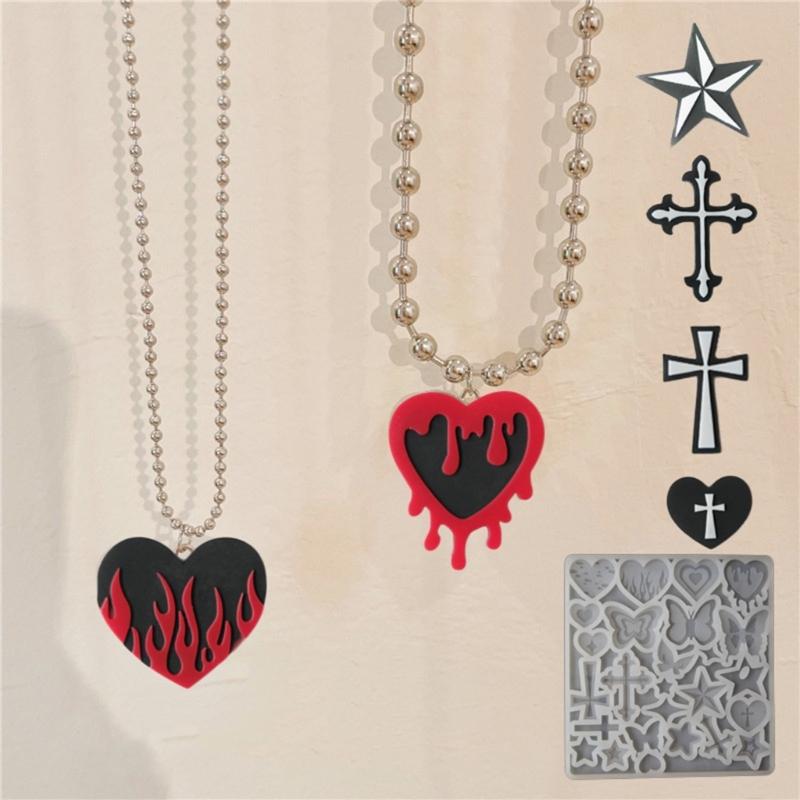 Jewelry Casting Molds,Silicone Pendant Resin Molds Crucifix Epoxy Resin Casting Mold for DIY Earrings Keychain Making