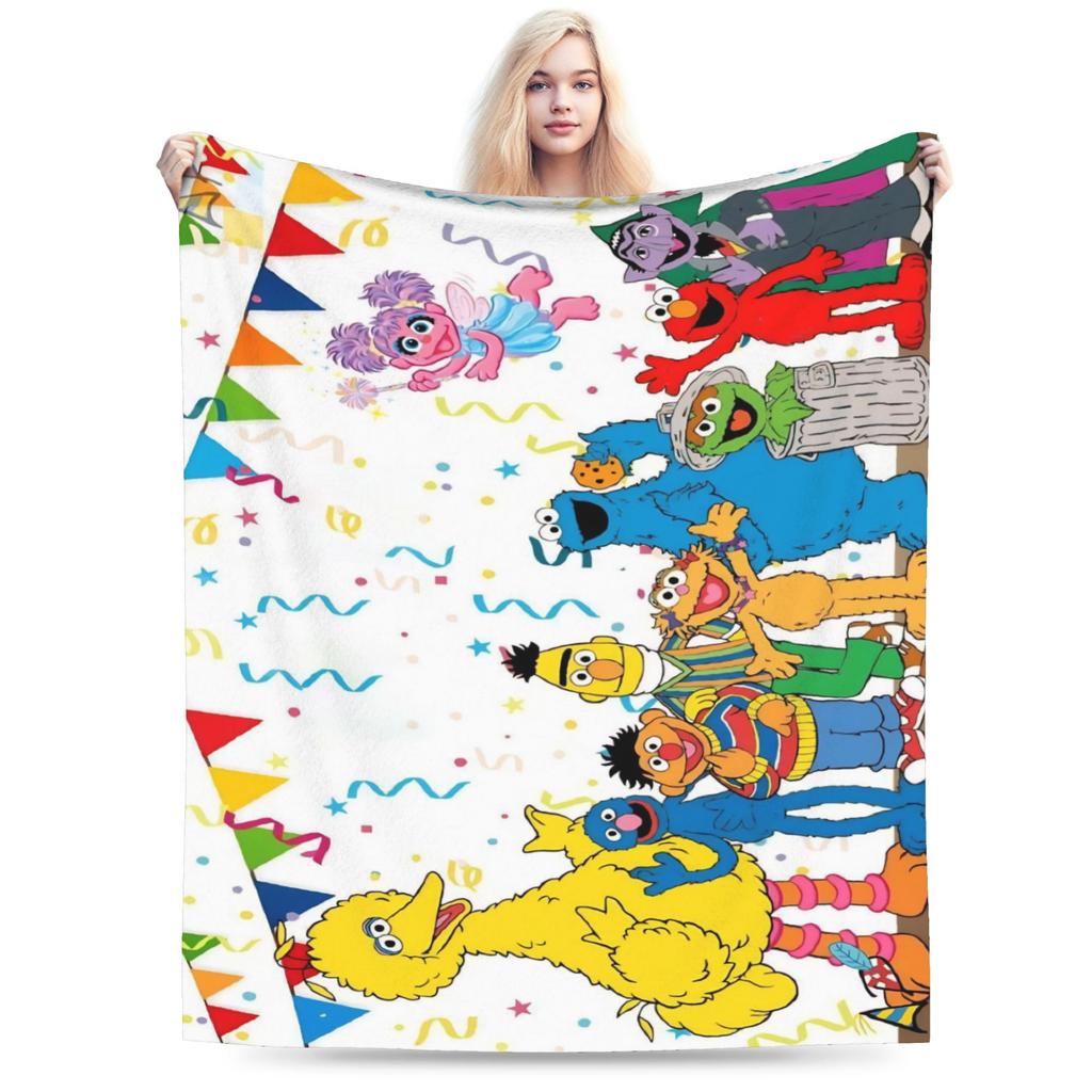 Red Dancing Elmo Pattern Sesame Street Wool Blankets  Novelty Throw Blankets for  Sofa Bedding Lounge 125*100cm Bedspread