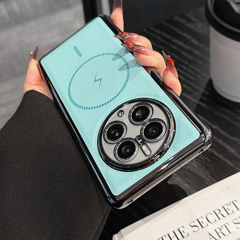For Huawei Mate 50 50 Pro 40 40 Pro Electroplated Leather Texture Magnetic Wireless Charging Shockproof Phone Case