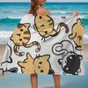 Cartoon Cat Printed Super Absorbent Towel, Breathable Quick Dry for Beach Swimming Camping
