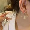 Silver needle butterfly pattern letter C-shaped stud earrings female Korean niche cold wind earrings fashion temperament earrings
