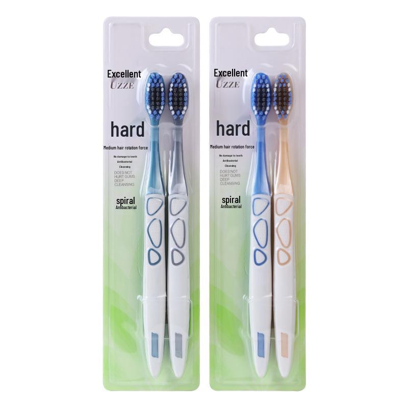 

Men s Double Pack Soft & Medium-Hard Bristle Toothbrush for Comprehensive Cleaning 970 Hard Bristle Dark Green + Silver