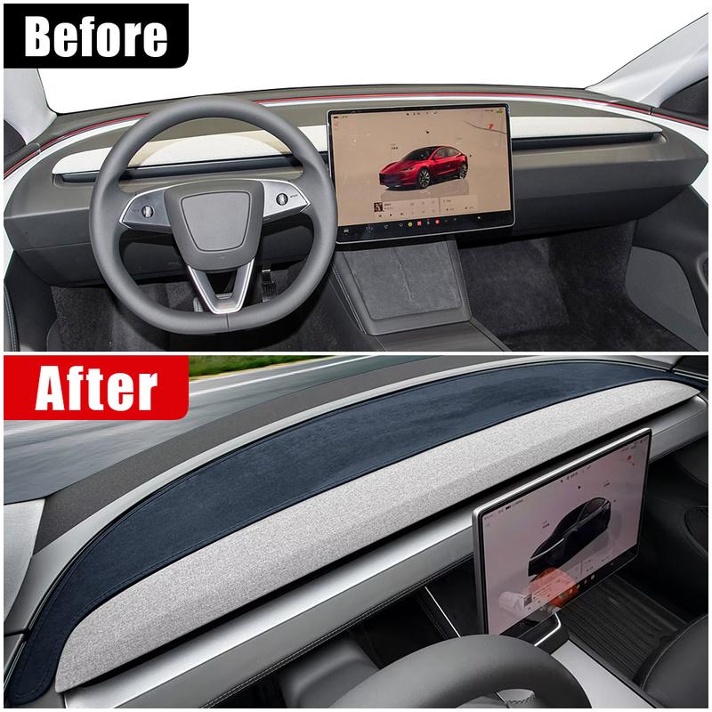 Car Dashboard Cover Mat Avoid Light Pad Anti-UV Carpets Accessories For Tesla Model Y Juniper 2025 2026 Model 3 Highland 2024