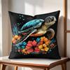 Hawaiian Sea Turtle Cushion Cover Natural Linen Organic Fabric DoubleSided Printing Couch Pillow Covers Home Decor