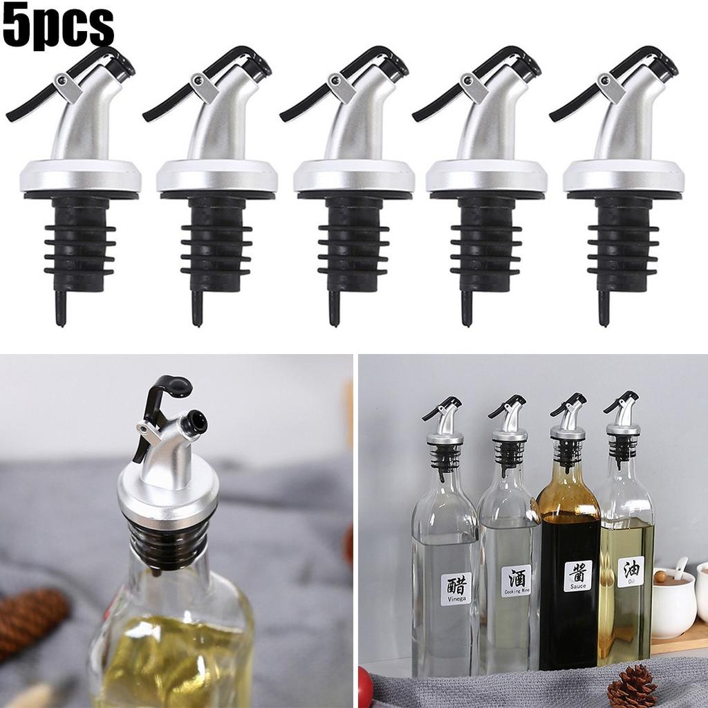 5Pcs Bottle Pourer Liquor For Spirit Oil Olive Stopper Dispenser With Dust