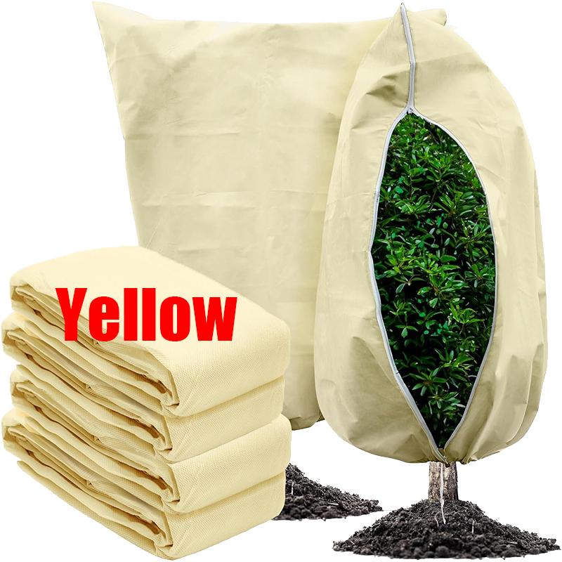 

Multi-size Plant Cover with Drawstring Zipper Tree Shrub Plants Non-woven Protecting Bags Garden Freeze Frost Protection Covers 60x80cm жовтий