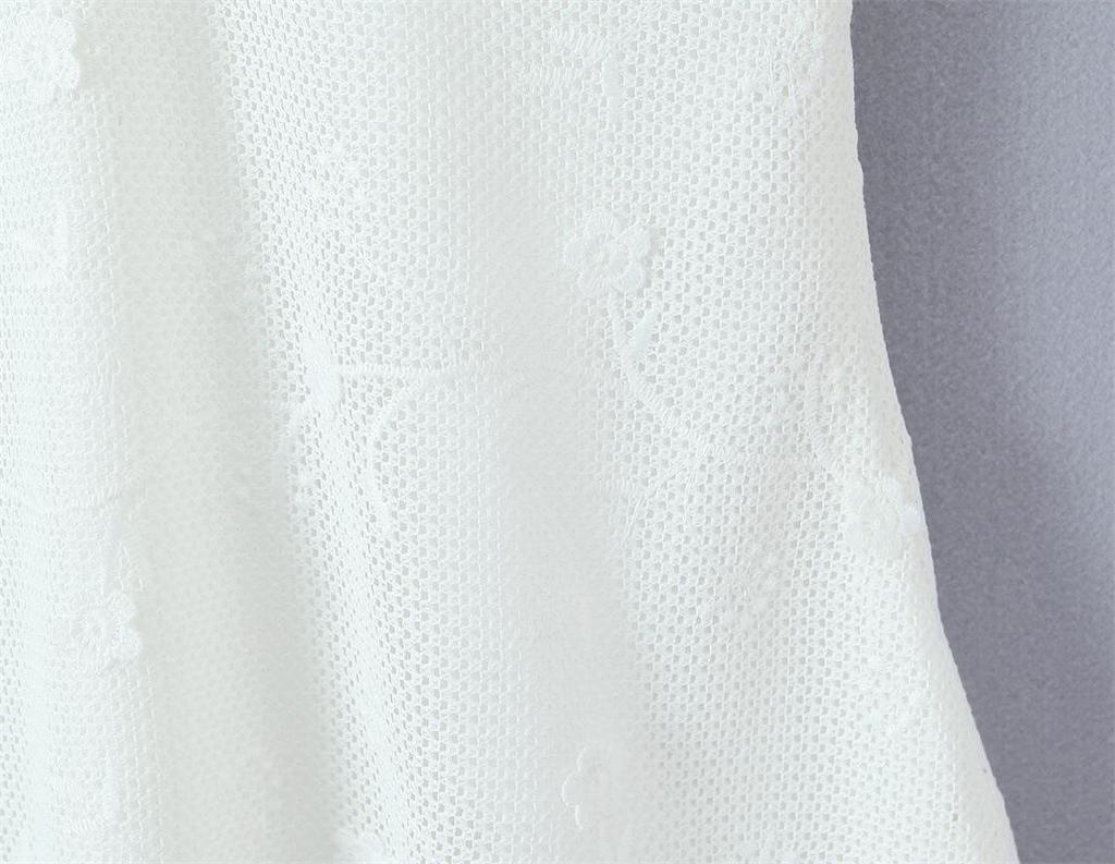 Design-Sense Women's V-Neck Mesh Embroidery Sleeveless Slim-Fit Open-Back Dress