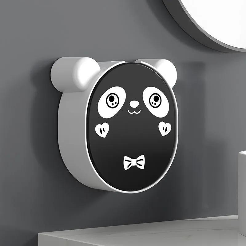 Flip Up Soap Rack Cute Cartoon Drain Toilet Wall Mounted No Drilling Convenient Wall Mounted Soap Storage Rack Panda Soap Box YLE580