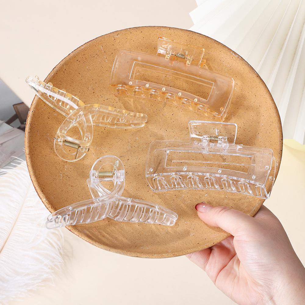 

4pcs/set Women Girls Hair Claws Clips Black Coffee Large Claw Clips 3.94 Square Crab Thick Barrette Headwear Hair Accessories