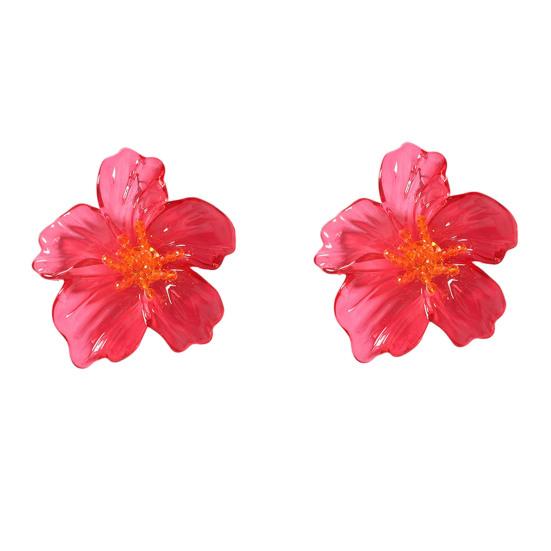 1 Pair Women Earrings Transparent Flower Shape Acrylic Earrings Lightweight Stud Earrings Jewelry Gift
