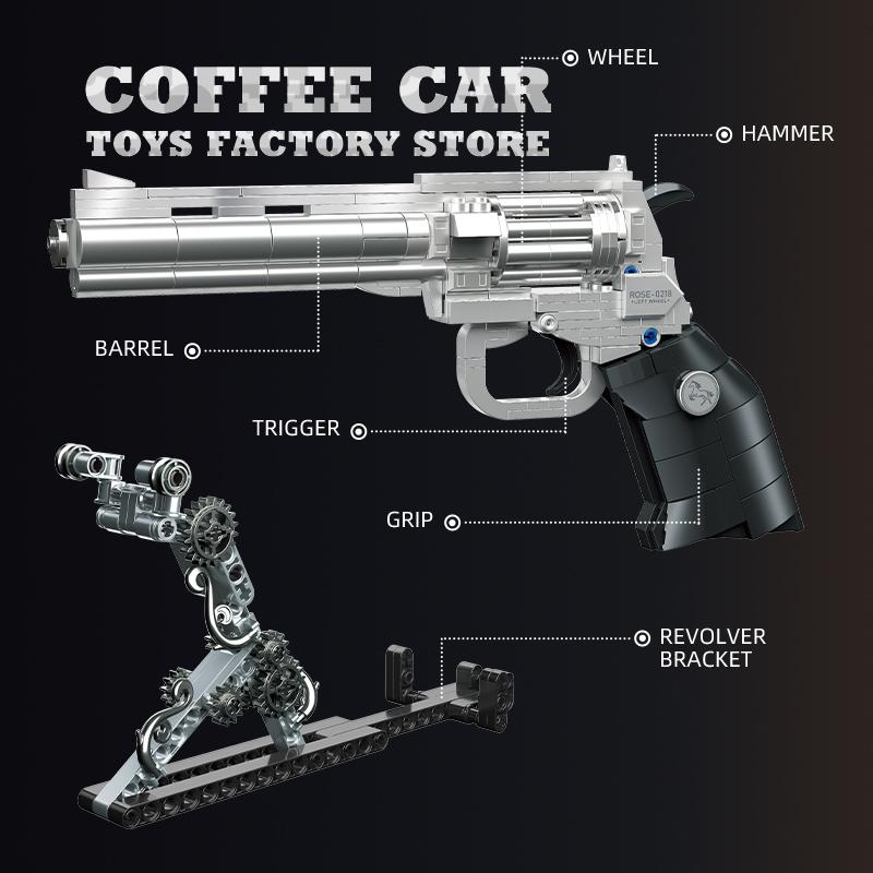 Non-Toxic 631Pcs Creative Mecha Rose Revolver Pistol Building Blocks Technical Red Flower Petal Gun Moc Bricks Assemble Toy Adult Kid Gift