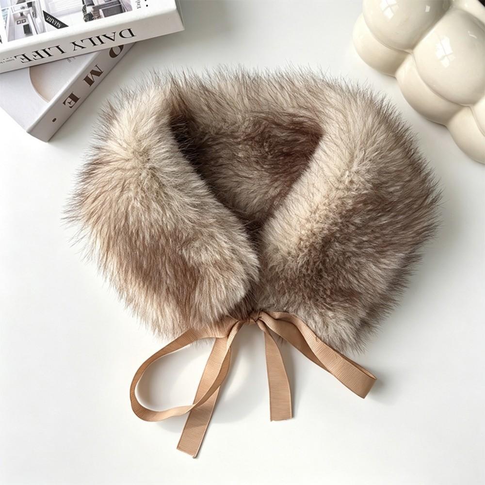Solid Color Fur Collar Scarf Thicken Neck Warmer Scarf Fluffy Women Scarves Winter