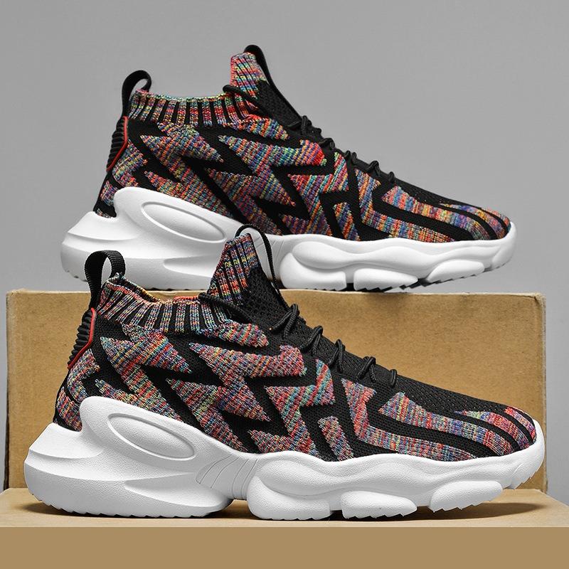 Summer fly-woven breathable casual sports shoes fashion trend versatile running shoes new lightweight men's shoes mesh