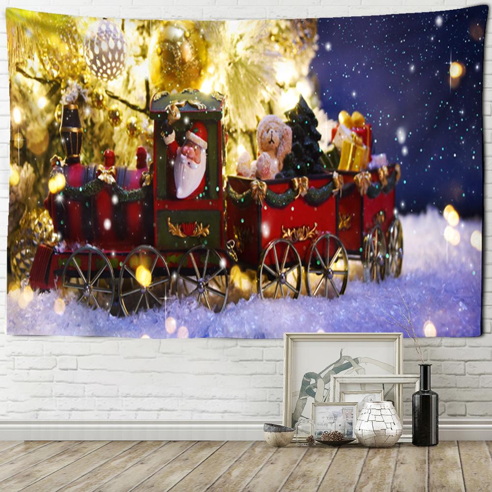 Cute Animal Elk Print Tapestry Christmas Snow Scene Illustration Wall Hanging Hippie Witchcraft Home Decor