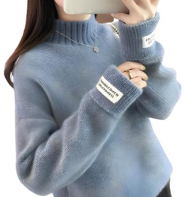 Second Roots Fluffy Turtleneck Knit Sweater with Perfect for and and Long Sleeve Mohair Loose Fit Turtleneck and High Neck Solid and Stretch for and