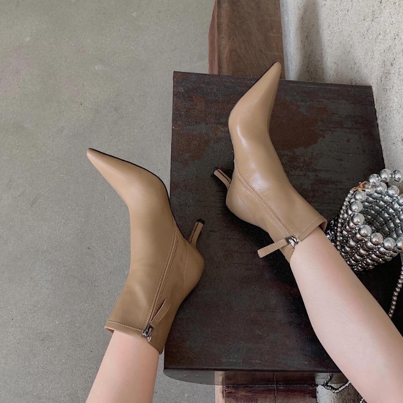 Women Heels Shoes Suede Ankle Boots 2024 New Pointed Toe Chelsea Boots Autumn Winter Fashion Dress Walking Pumps Zapatos Mujer