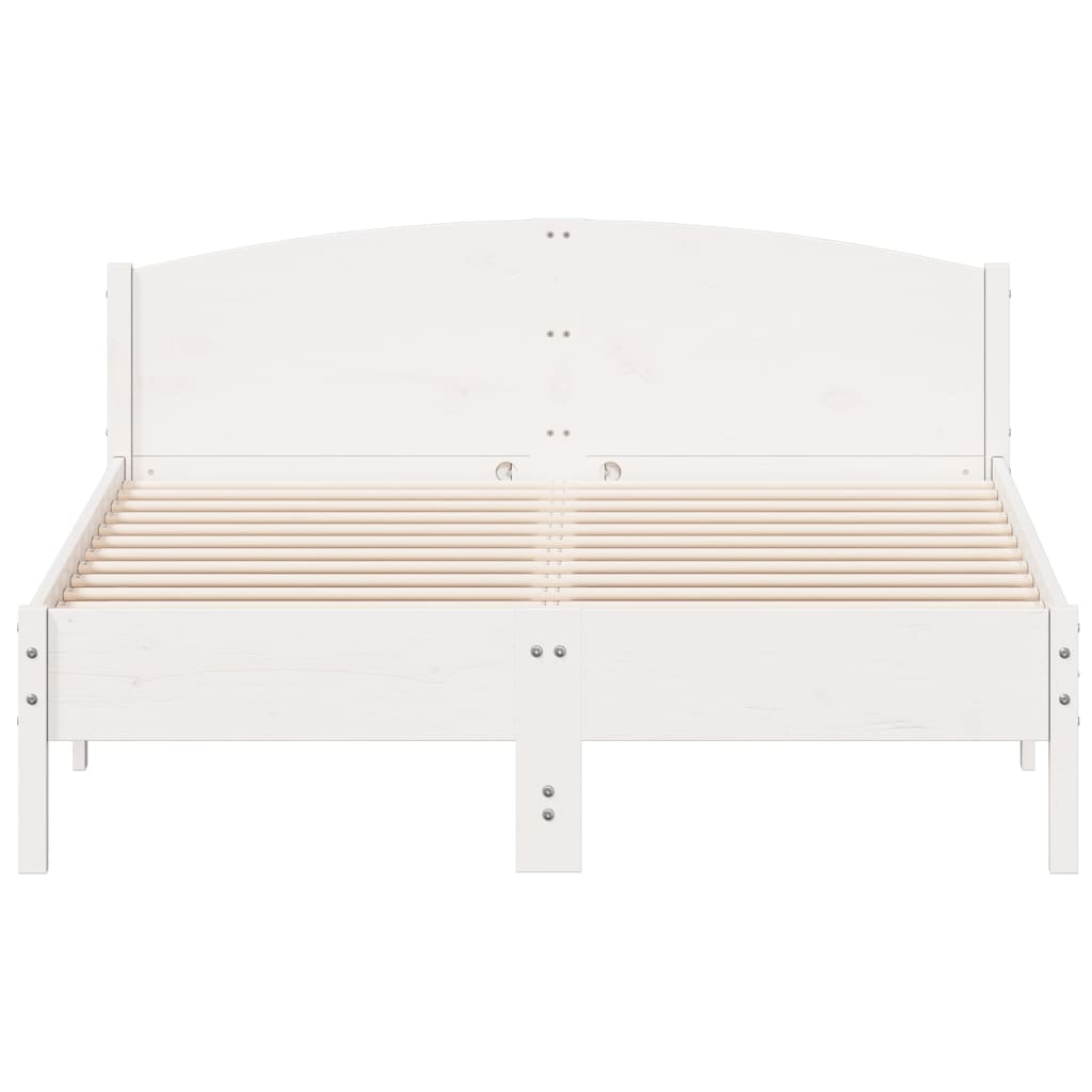 Vidaxl Bed Frame Without Mattress, White, 160X200 Cm, Solid Pine Wood