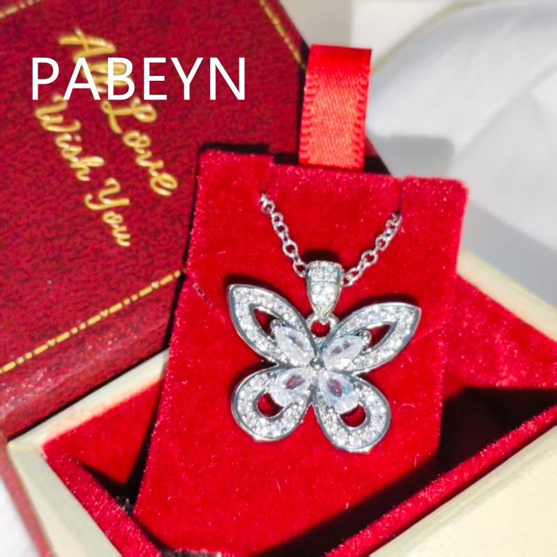 925 Sterling Silver Stylish Simple Butterfly Zircon Necklace Birthday Party Anniversary Gift