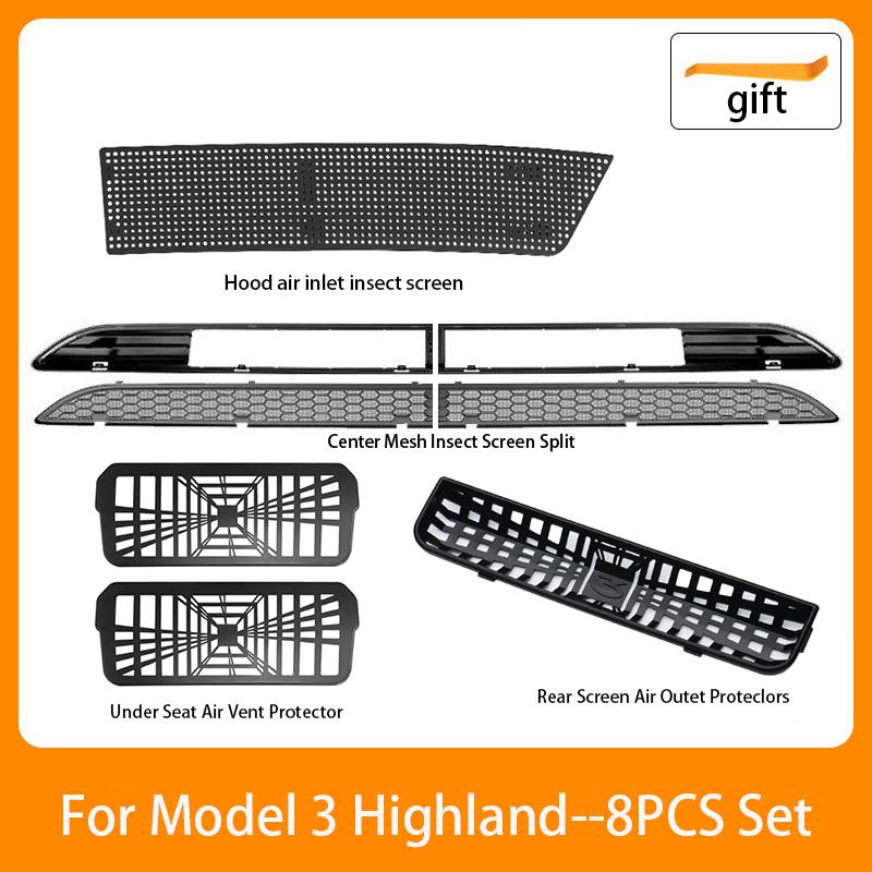 For Tesla Model 3 Highland 2024 Front Bumper Grill Mesh Air Inlet Vent Cover Grille Guards Protector Anti-insect Net Accessories