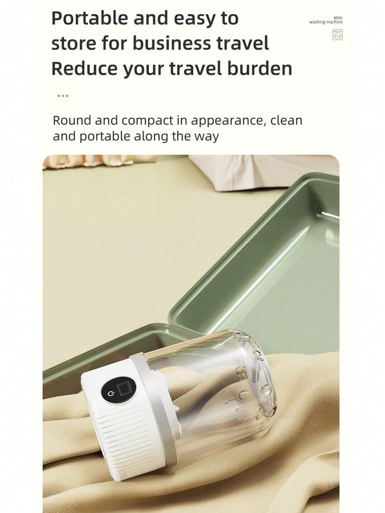 Portable Mini Washing Machine USB Rechargeable Automatic Laundry Washer with 2 Wash Modes for Travel Dorm Socks Underwear