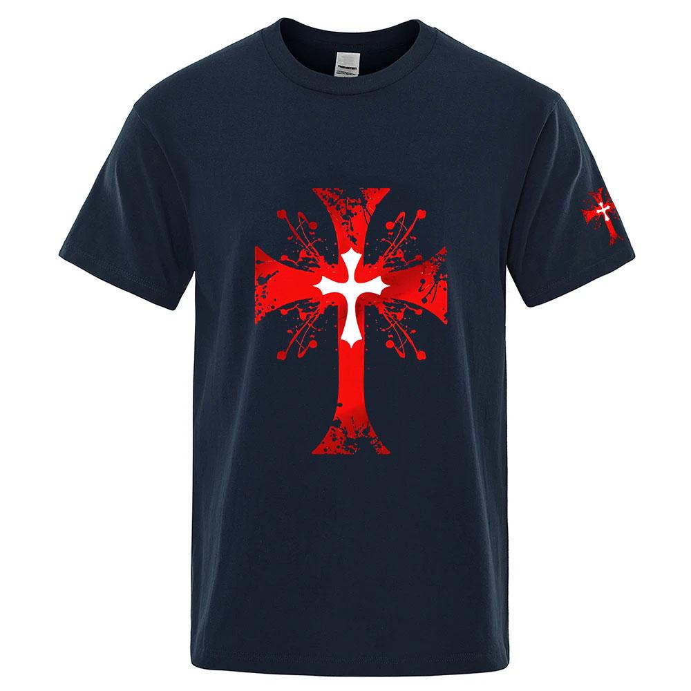 Unisexs 2025 Knights Templar Logo Print Summer Solid Color Shorts Sleeve Business Leisure Absorb Sweat Breathable Tshirt