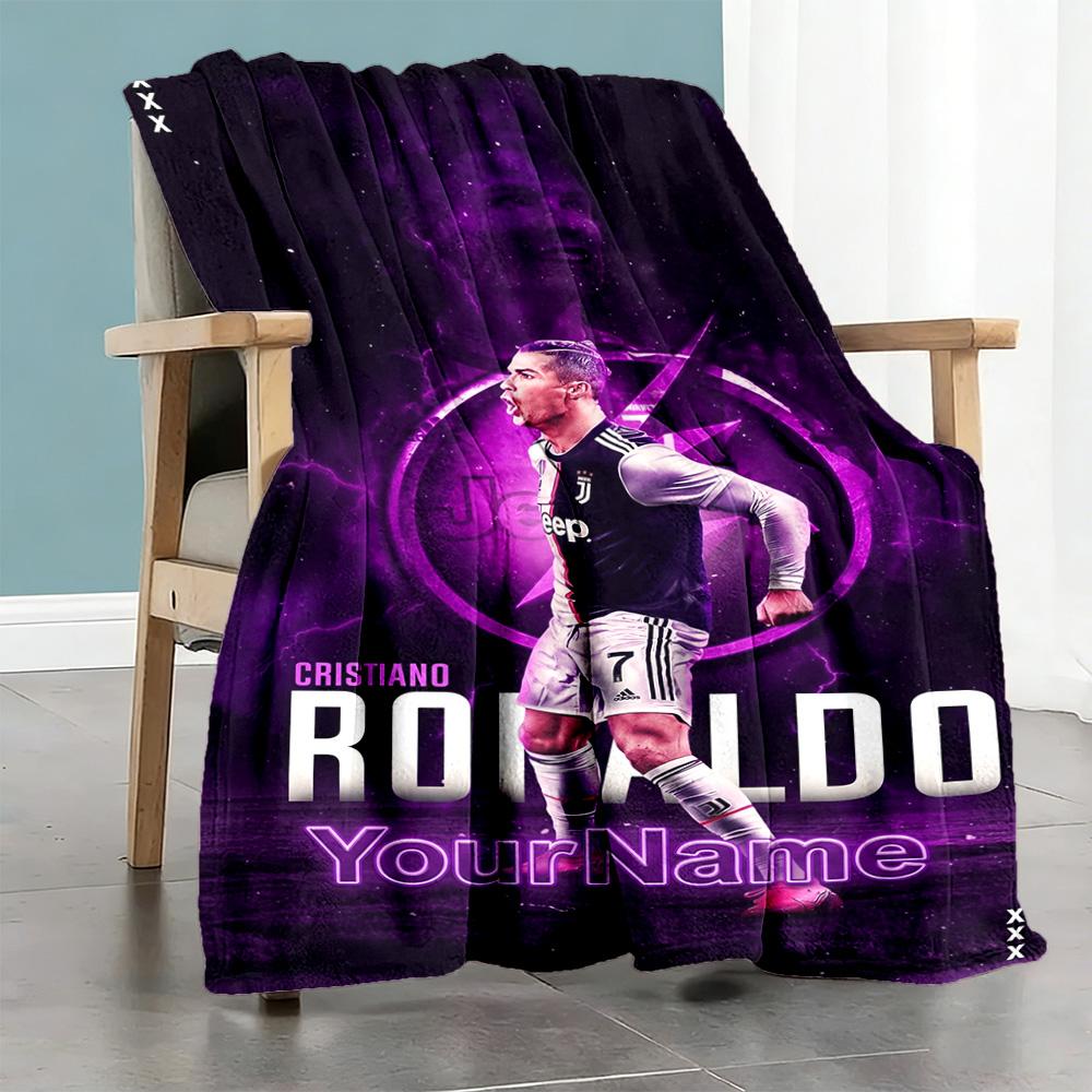 Cristiano Ronaldo 21 Personalized Text Blanket Gift Personalized Blanket Soft & Cozy Perfect for Sofa Chair Bedding Living Room for All Occasions