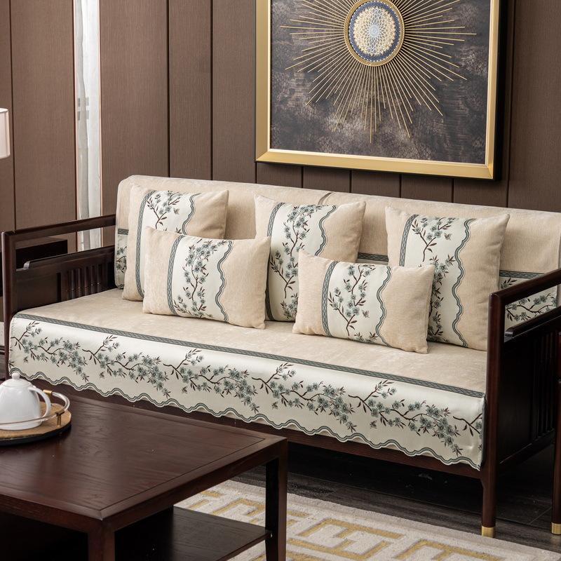 

New Chinese Sofa Cushion Mahogany Solid Wood Light Luxury High Sense Non-Slip Universal In All Seasons New Cover Towel Cover Cloth 70*70cm