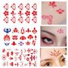 Wasserdichte florale Stirn-Tattoo-Sticker für Damen & Kinder - Antikes Kostüm Fee Hanfu & Braut Rote Sticker