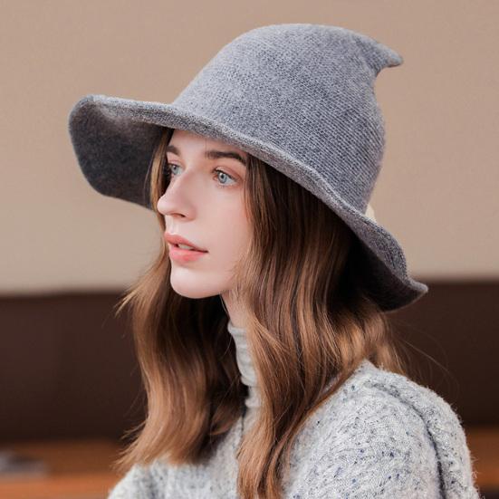 Čarodějnice Cosplay Klobouk Halloween Kostým Pletené Skládací Špičaté Jednobarevné Foto Rekvizita Maškarní Festival Dekorace Čepice Čepice