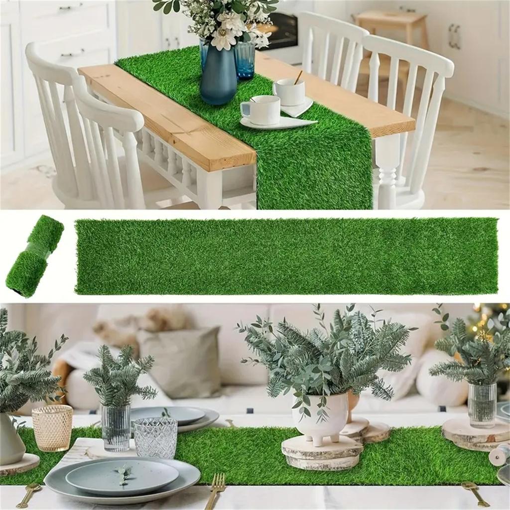 Kunstrasen Tischläufer Langlebig Leicht zu reinigen Rechteckige Tischdekoration für Weihnachten Hochzeiten Outdoor Golf & Fußball Partys