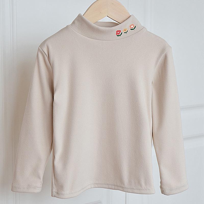 Toddler Kids Half High Neck Long Sleeve Solid Casual Thermal T Shirt Top