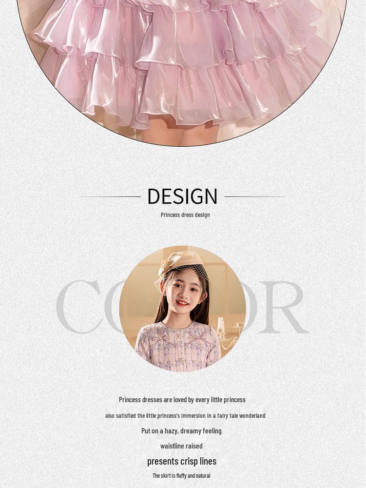 Girls' Princess Puff Sleeve Dress - Elegant Autumn/Winter Birthday & Evening Wear