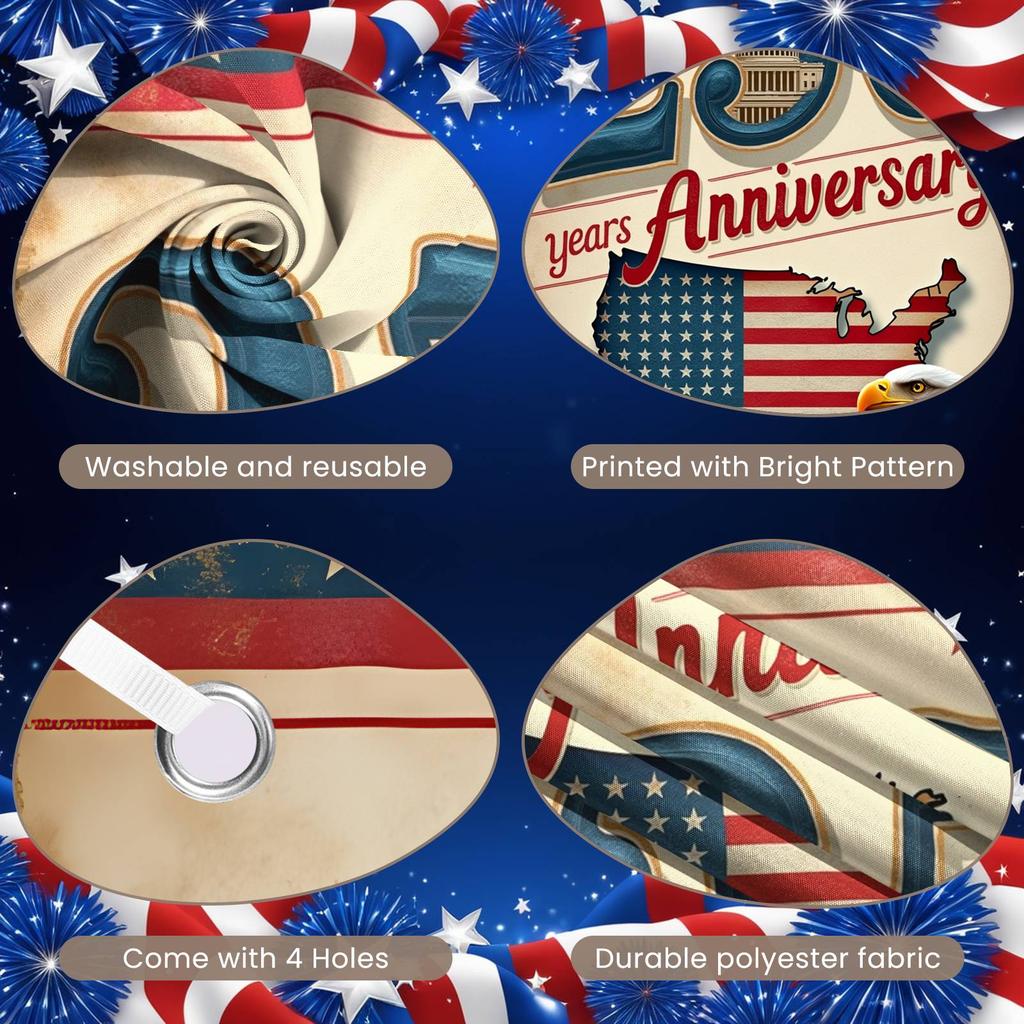 Patriotic Backdrop Vintage  250th Anniversary Banner Patriotic Display Star Decoration Independence Day Banner