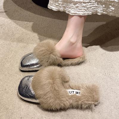 Damen flache Hausschuhe 2026 Herbst Winter Mode Outdoor Warm Rutschfest Plüschschuhe Leicht Bequem Lässige Halbschuhe