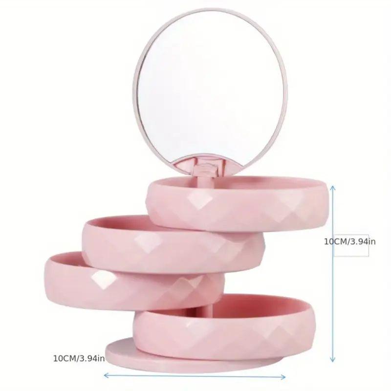 Rotating Jewelry Box, Multi-layer Storage for Earrings & Necklaces with Mirror, Dustproof Design