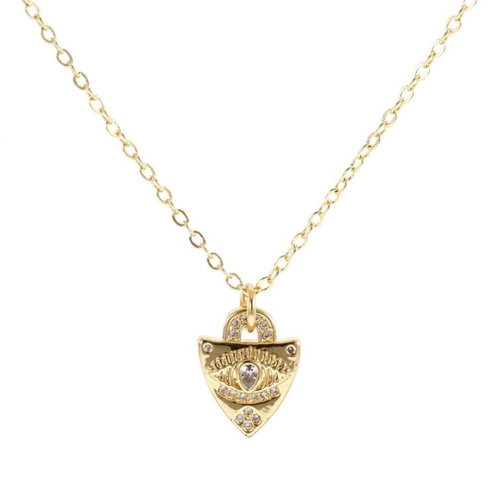 Rhinestone Demon Eye Necklace Copper Gold Plated Turkish Eye Neck Chain Devil's Eye Necklace  Girls