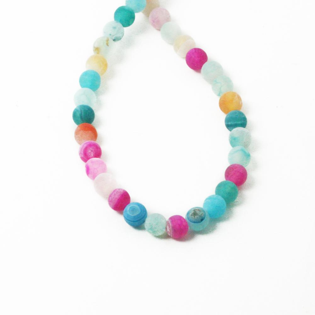 Natural Stone Frost Crab Colorful Carnelian Round Loose Beads 6 8 10 12 14MM For Jewelry Making