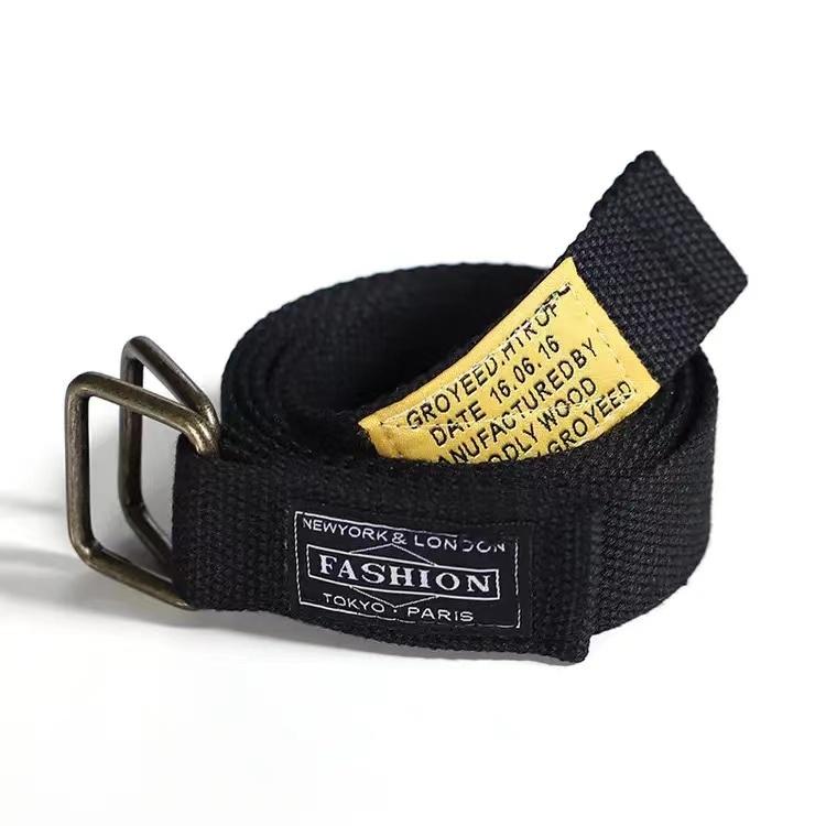 Young men's artificial pants, no punching canvas belt, trendy jeans, men's Korean fashion version, versatile belt, women