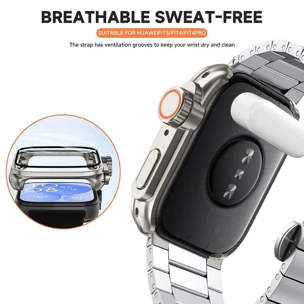 Case+Stainless Steel Band For Huawei Watch Fit4/Fit 4Pro Protective To Ultra Case Metal Strap For Huawei Watch Fit 3 only case