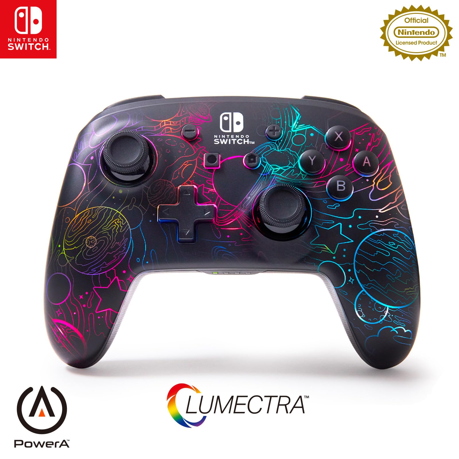 

Officially Licensed Nintendo PowerA Lumectra Enhanced Wireless Controller for Nintendo Switch Galactic Vortex Product - (NSGP0349JP-01)