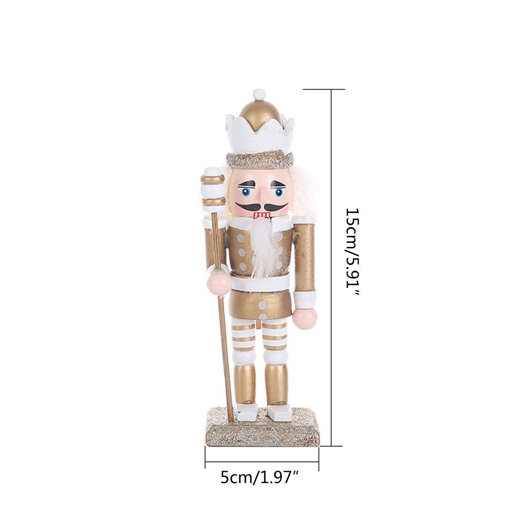 3Pieces Christmas Wooden Nutcracker Ornament Wood Standing Figurines Holiday Tabletop Shelf Home Display Decors