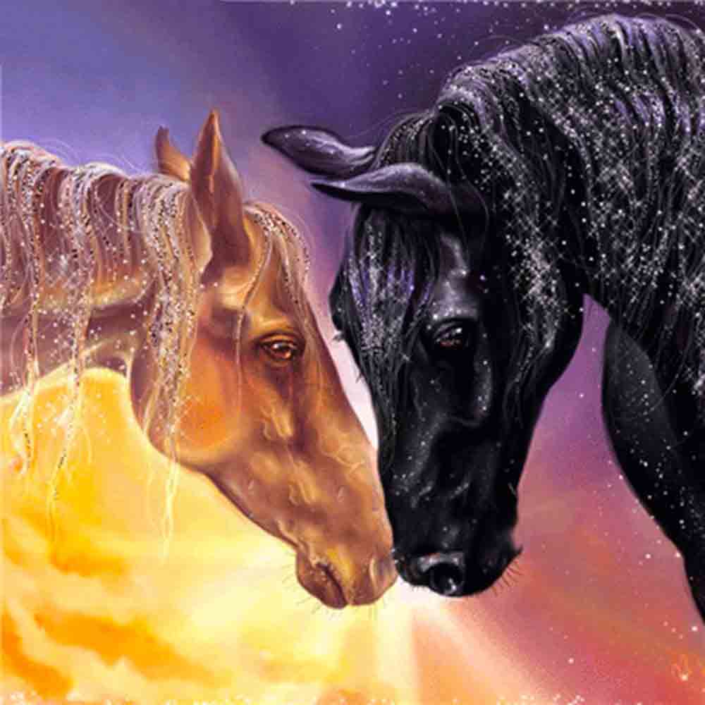 

5D Ручная алмазная живопись Мозаика Работа Horses площадь / круглый Алмазный вышивка Подарок или украшение