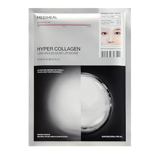 

MEDIHEAL OFFICIAL Hyper Mask (Collagen, 10 Sheets) Gel Mask for Glowing Skin, Non-sticky, Clearing, Large Pack