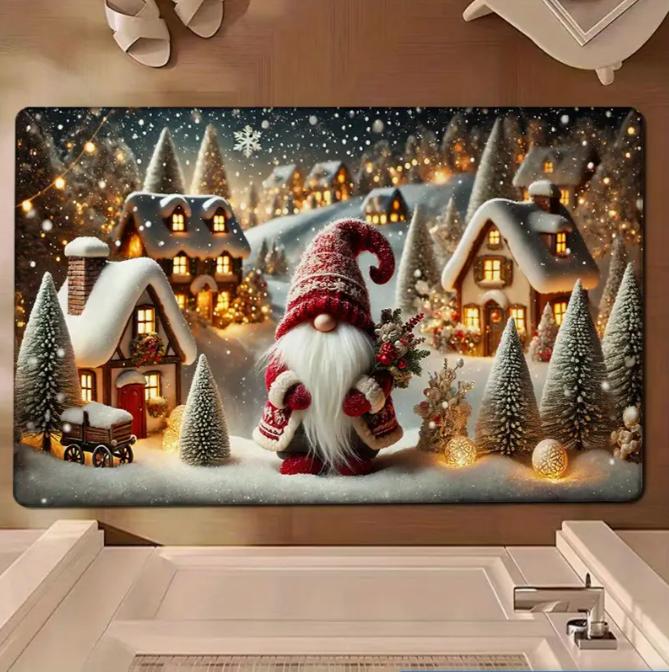 Christmas Themed Entrance Mat Anti Slip Mat Santa Claus Christmas Decoration Area Mat Merry Christmas Christmas Party Decor