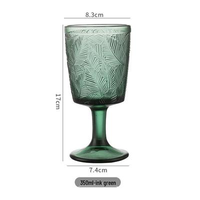 Embossed Leaf Design Stemmed Wine Glasses