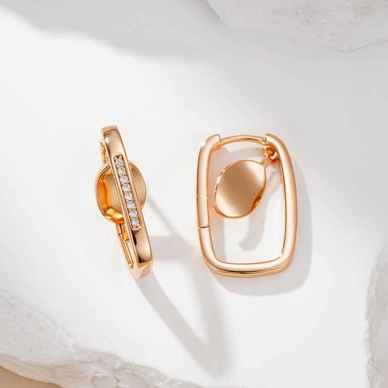 New Trendy  Rose Gold Color Hoop Earrings For Women Luxury Natural Zircon Accessories Vintage Bride Wedding Jewelry